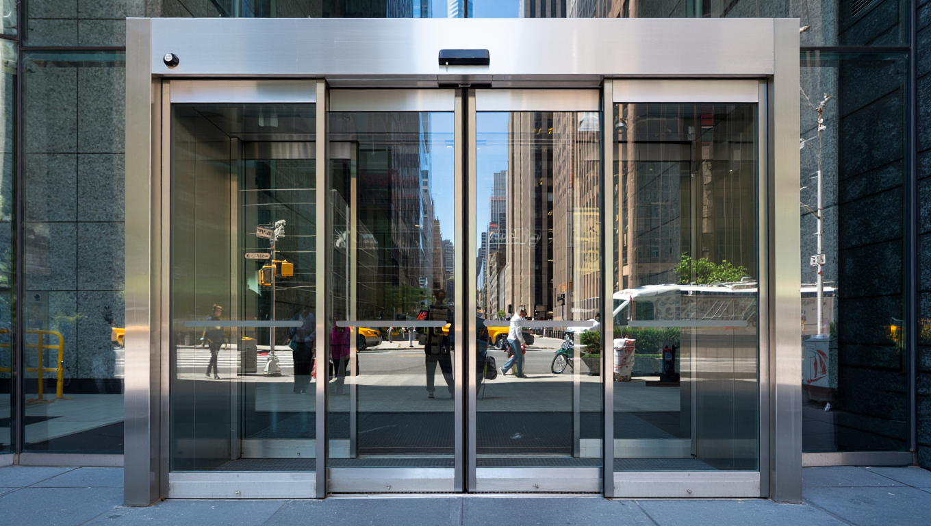 Commercial automatic sliding glass doors serviced in New York and New Jersey