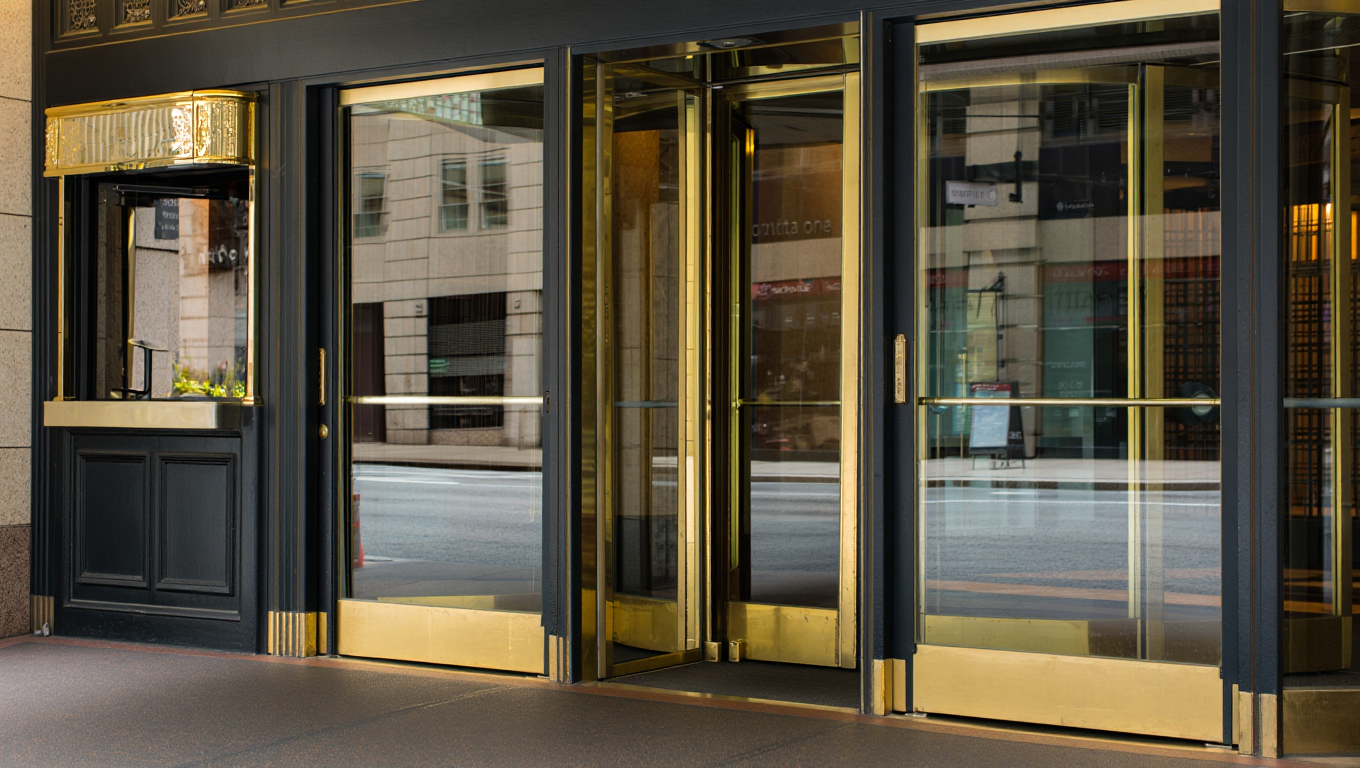 Automatic door service for hotel and hospitality entrances